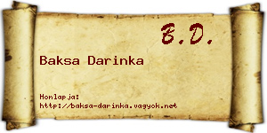 Baksa Darinka névjegykártya